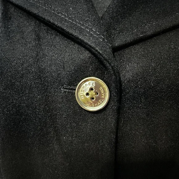 Michael Kors Elegant Black Hooded Trench Coat with Gold Accents (item#d10001) - Picture 5 of 12